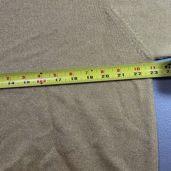 Vintage MILANO DESIGN Sweater Gold Metallic Mock Neck Fine Knit Womens XL - Picture 6 of 10